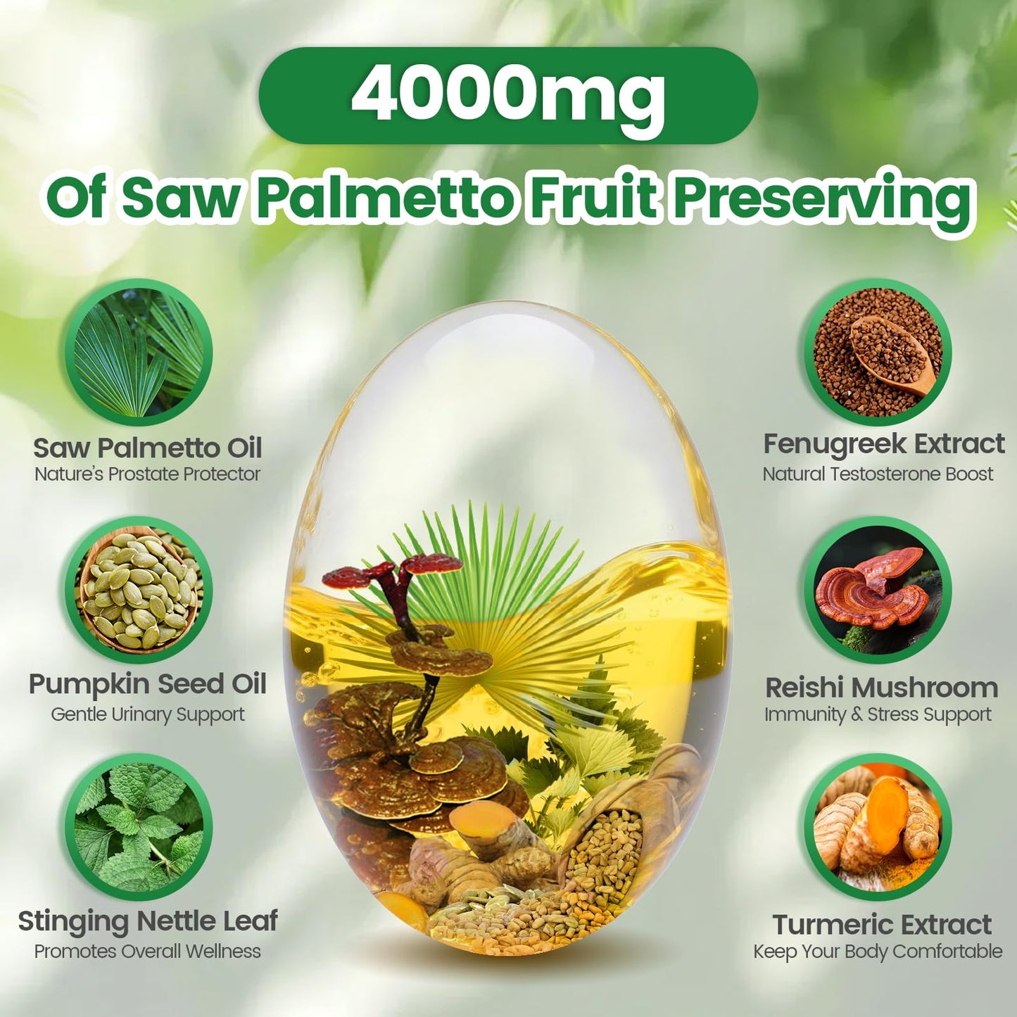 VivoNu Saw Palmetto Capsules Extract 8 in 1, Pumpkin Seed Oil, 240 Softgels