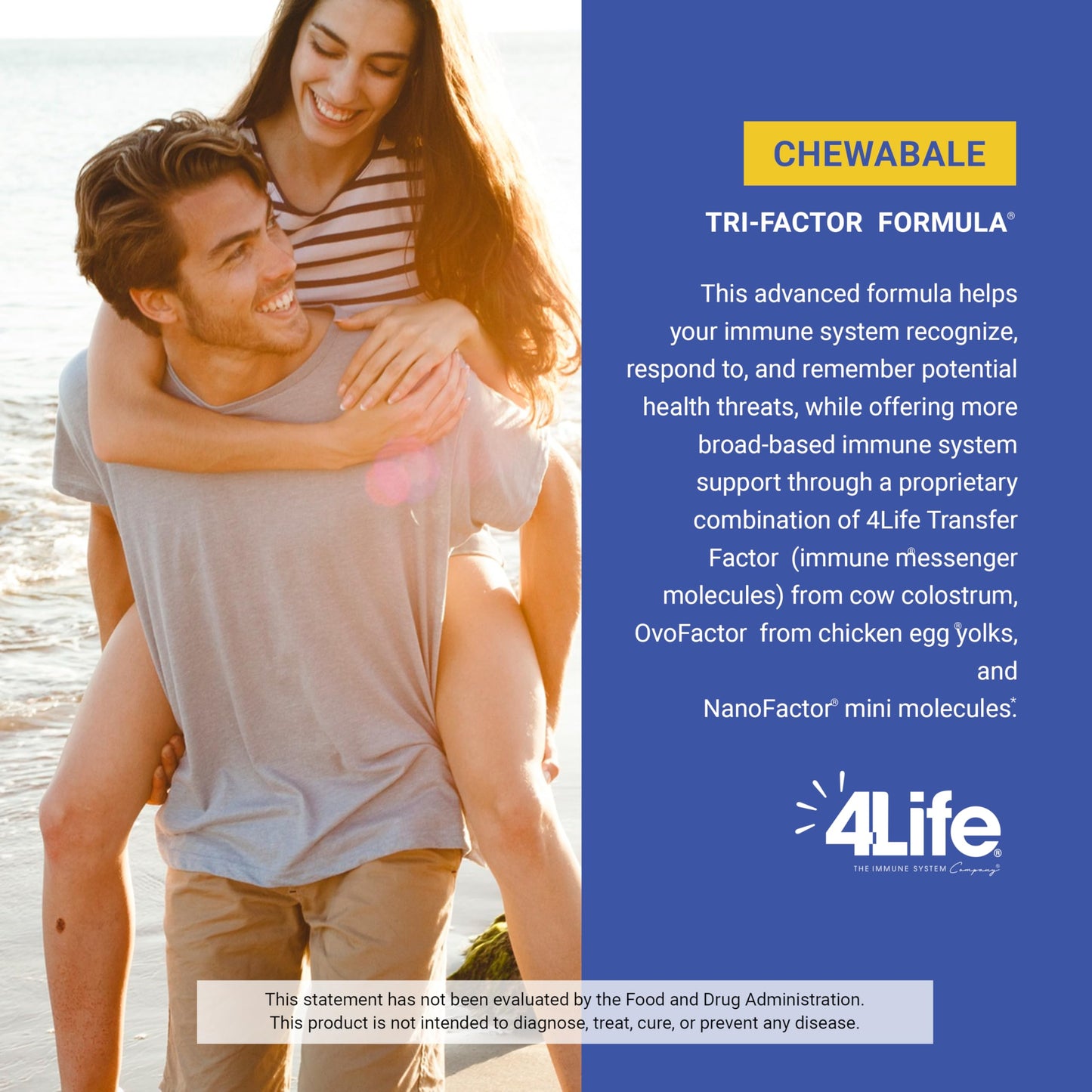 4Life Transfer Factor Chewable Tri-Factor Formula with Cow Colostrum and Chicken Egg Yolk Extracts, 90 Tablets