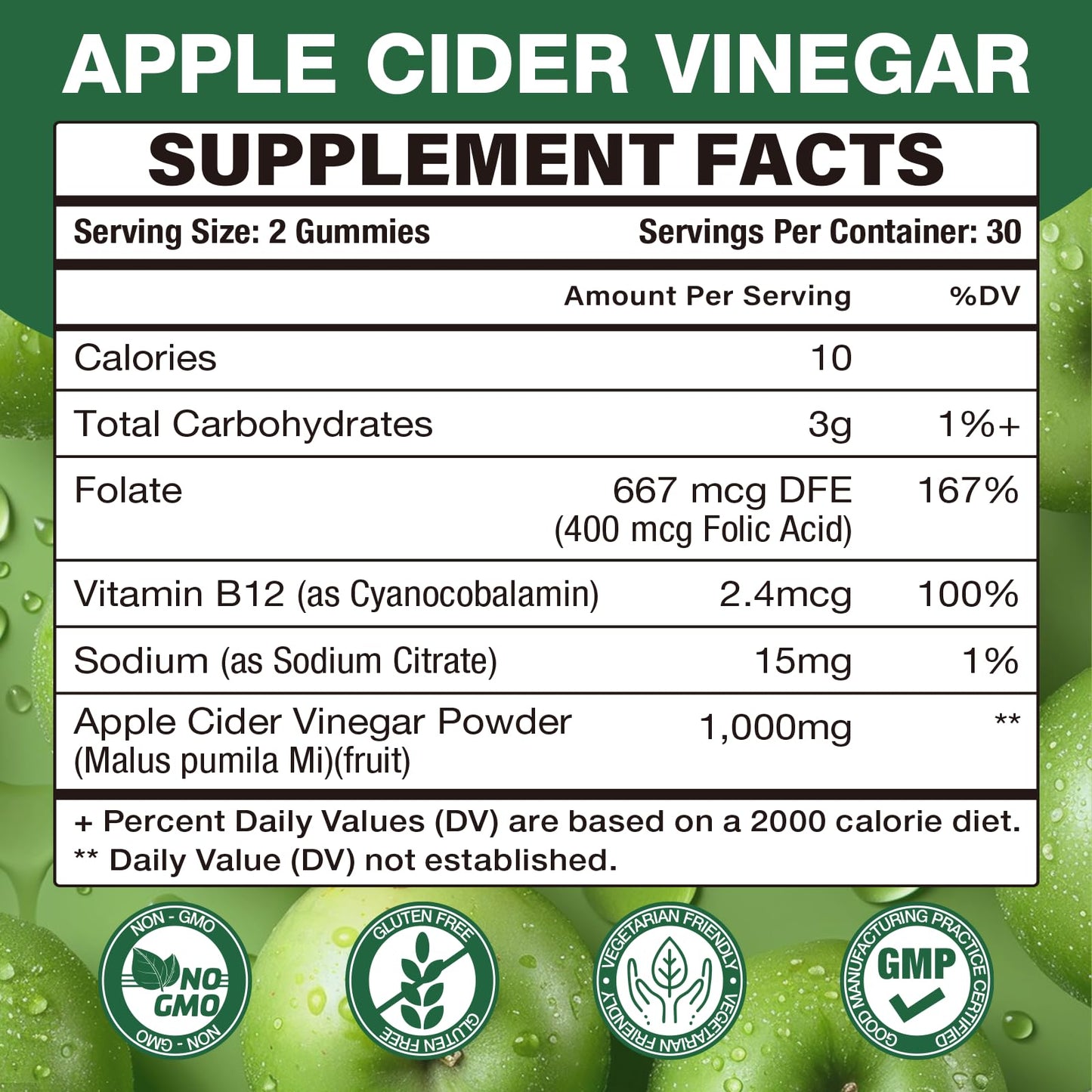 Yikecao Apple Cider Vinegar Gummies 60 Count