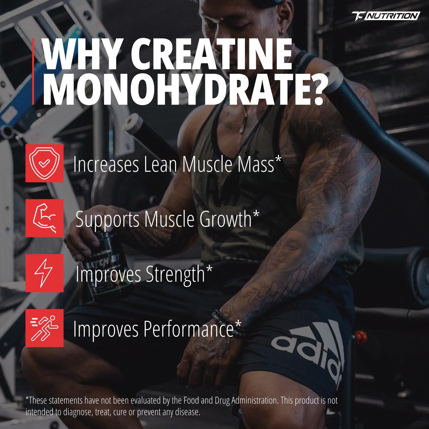 TC Nutrition Creatine Monohydrate Powder 10.58 Ounce