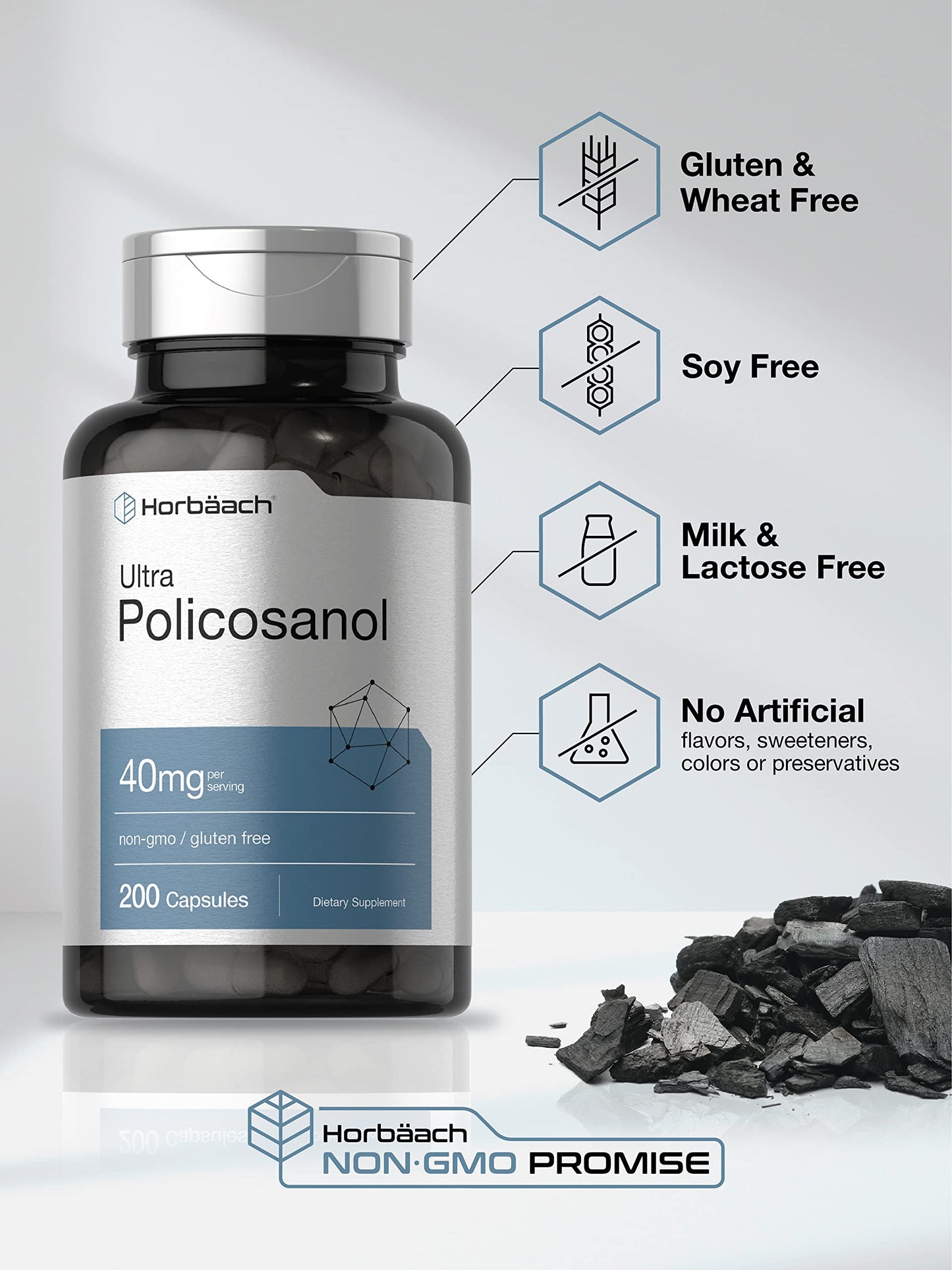Horbäach Policosanol 40mg Capsule, 200 Count