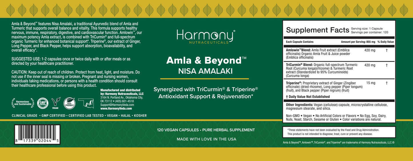 Harmony Nutraceuticals Amla & Beyond Capsules 120 Count