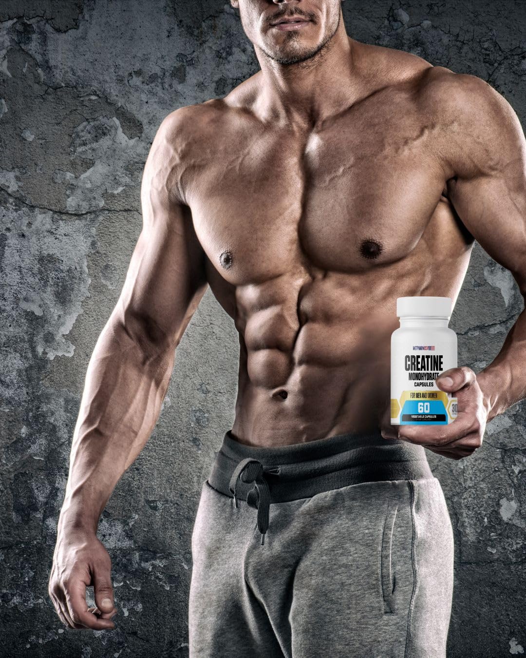 MetpharmUSA Creatine Monohydrate Capsules, 60 Count
