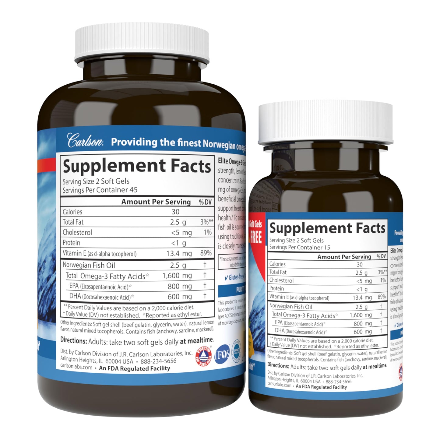 Carlson Elite Omega-3 Gems Softgels 120 Count