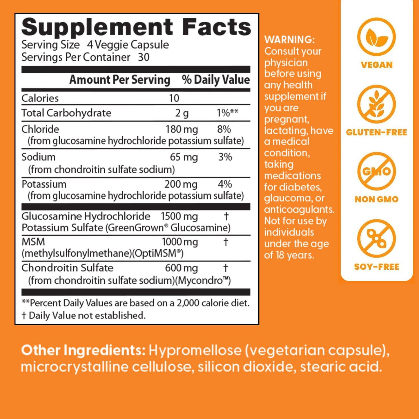 Doctor's Best Vegan Glucosamine Chondroitin MSM - Joint Health Support, 120 Veg Capsules