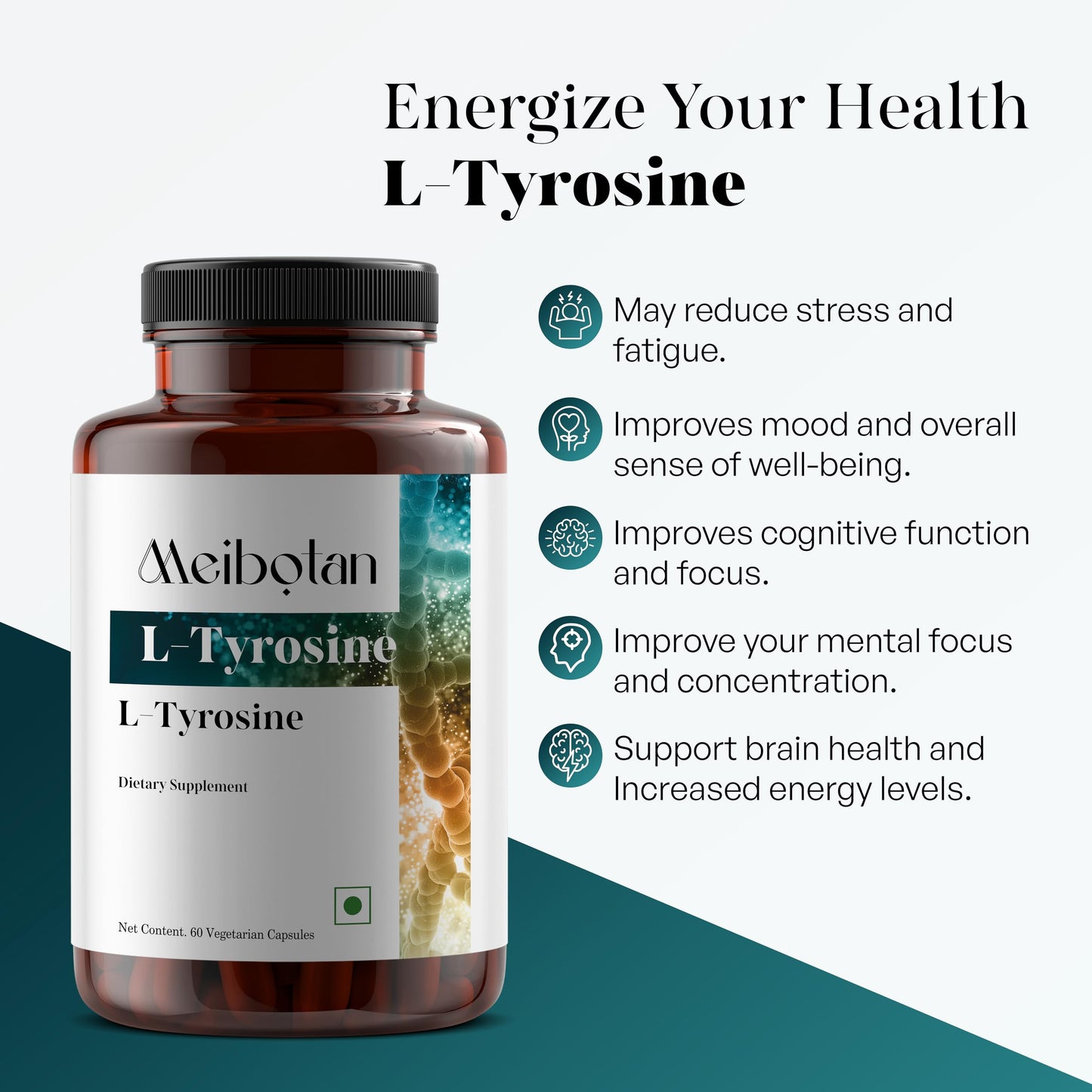 MEIBOTAN L-Tyrosine 500MG 60 Vegan Capsules