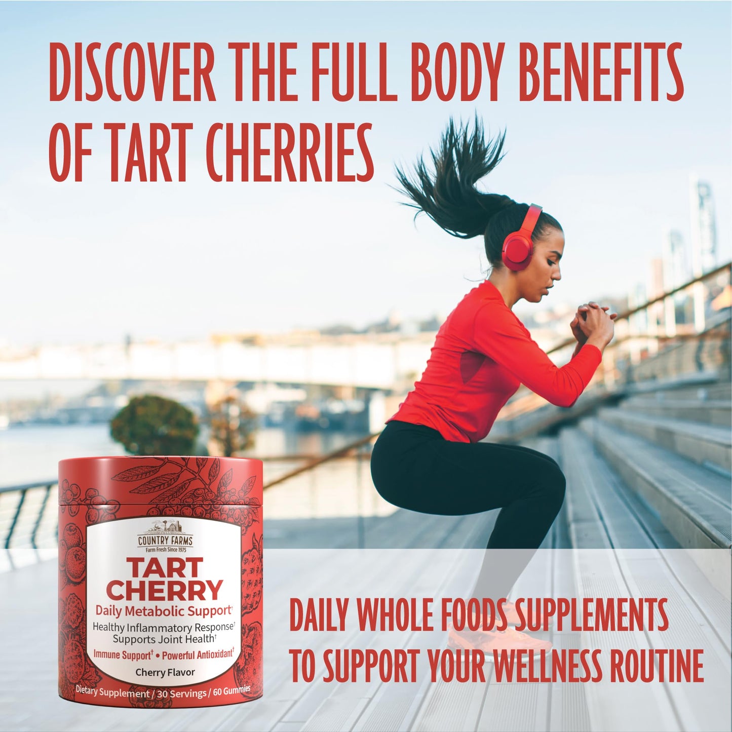 Country Farms Tart Cherry Gummies 60 Count