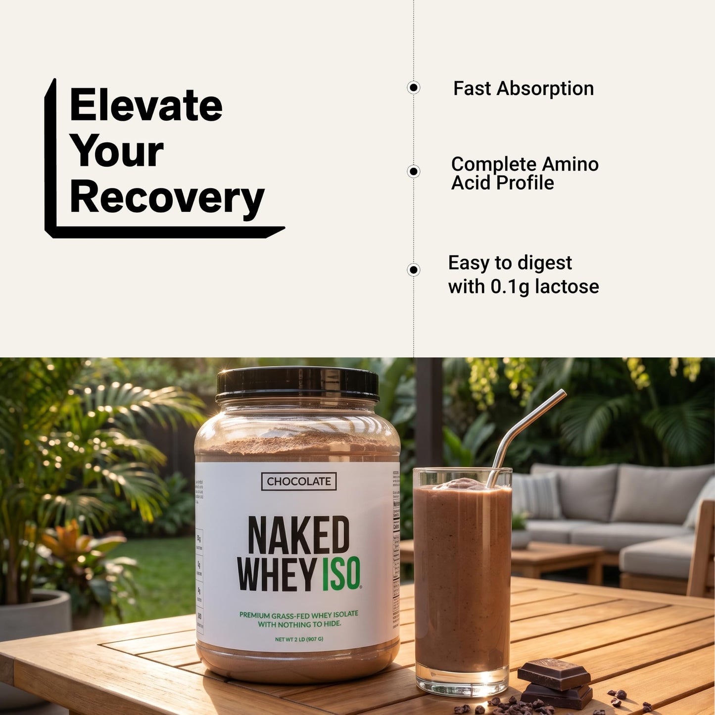 NAKED Chocolate Whey Isolate Protein Powder, 32 oz