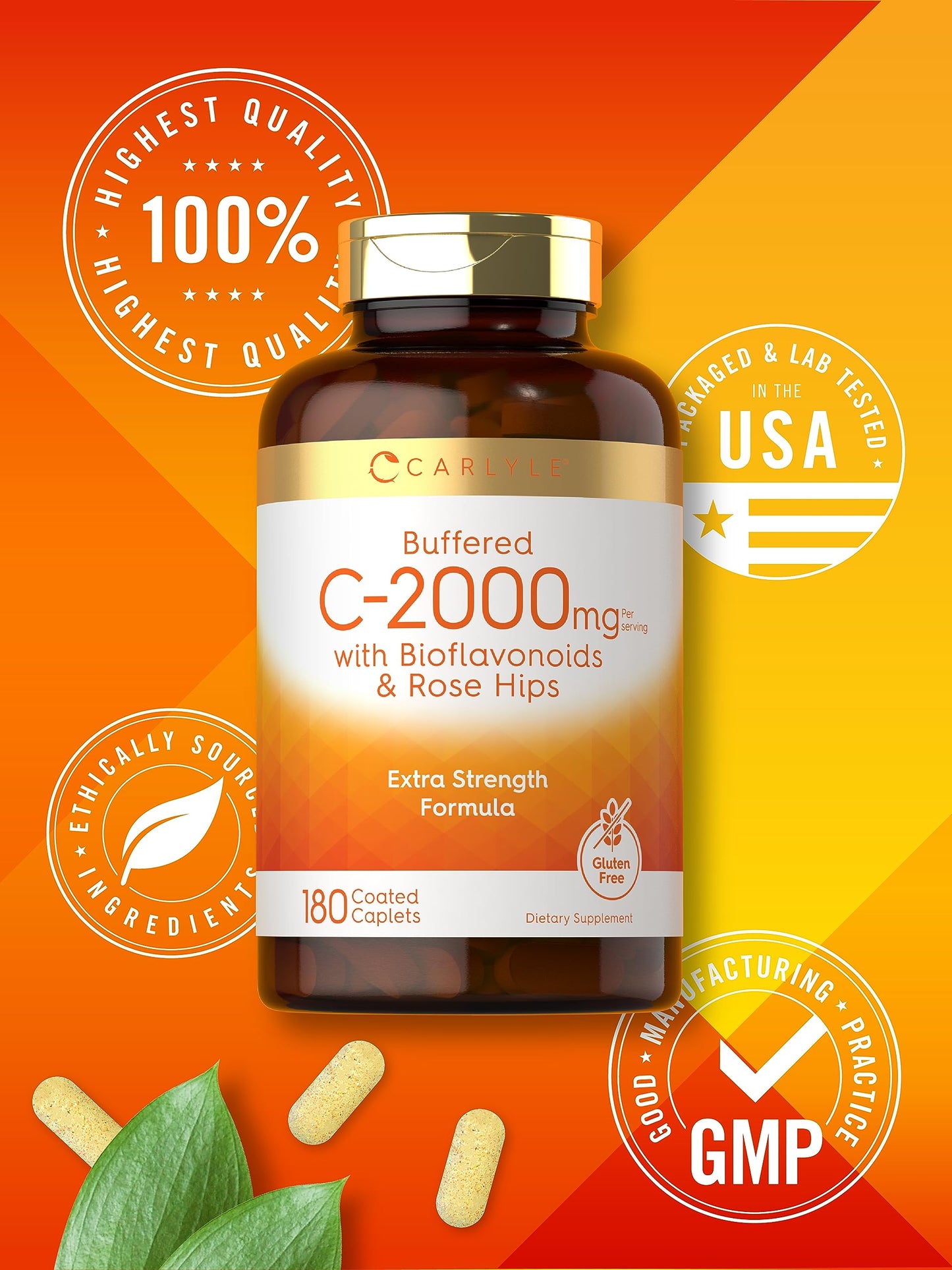 Carlyle Buffered Vitamin C 2000mg Caplets 180 Count