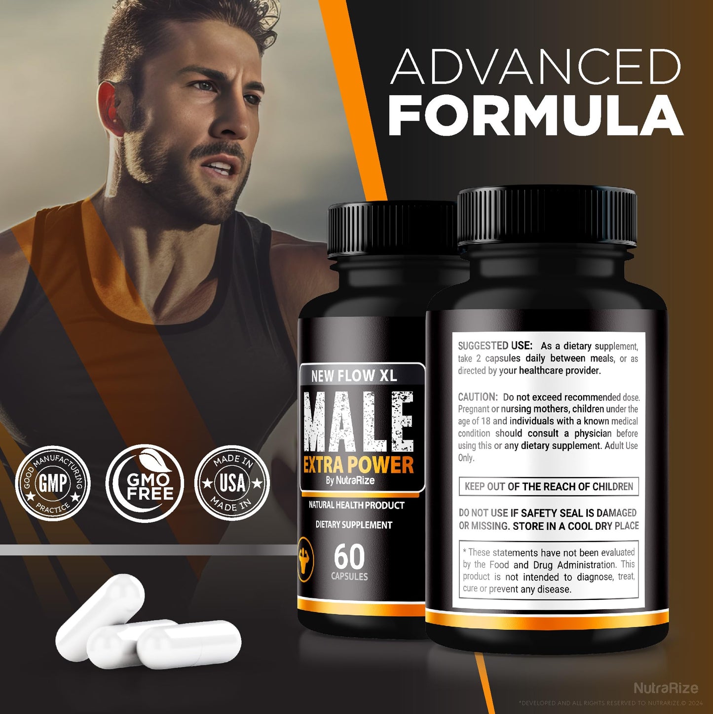 NutraRize New Flow XL Capsules for Men, 180 Capsules