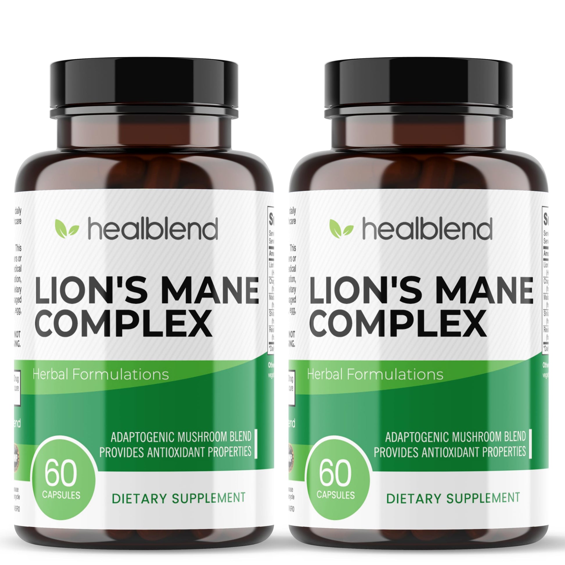 Healblend Mushroom Complex Extract with Lion's Mane Fruiting Body Capsules, 60 Count