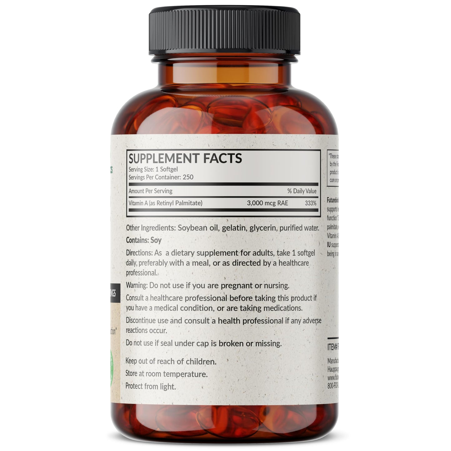 Futurebiotics Vitamin A 10,000 IU Softgels, 250 Softgels
