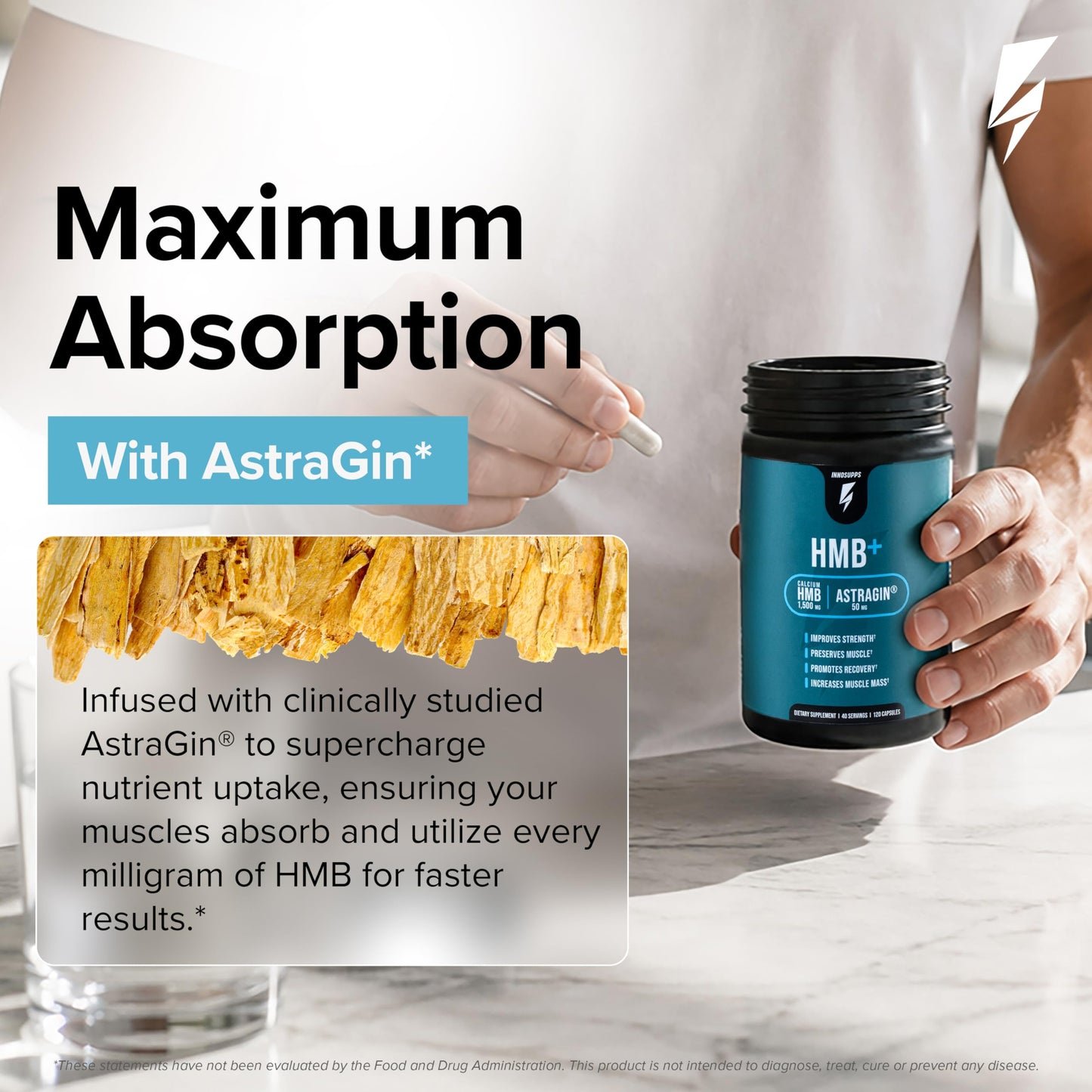 InnoSupps HMB+ Veggie Capsules, 120 Count