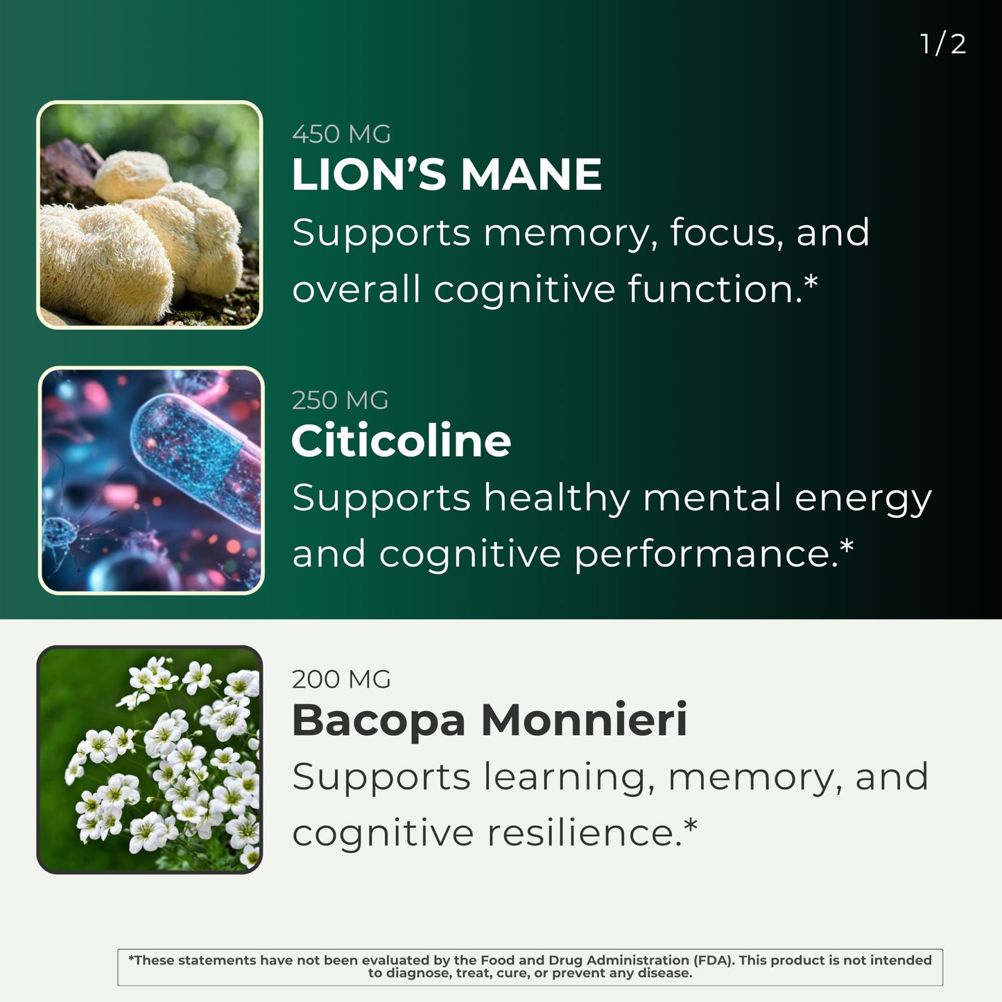 BEACON ELEMENTS Sharper Memory Brain Supplement for Memory & Focus Capsules, 60 Count