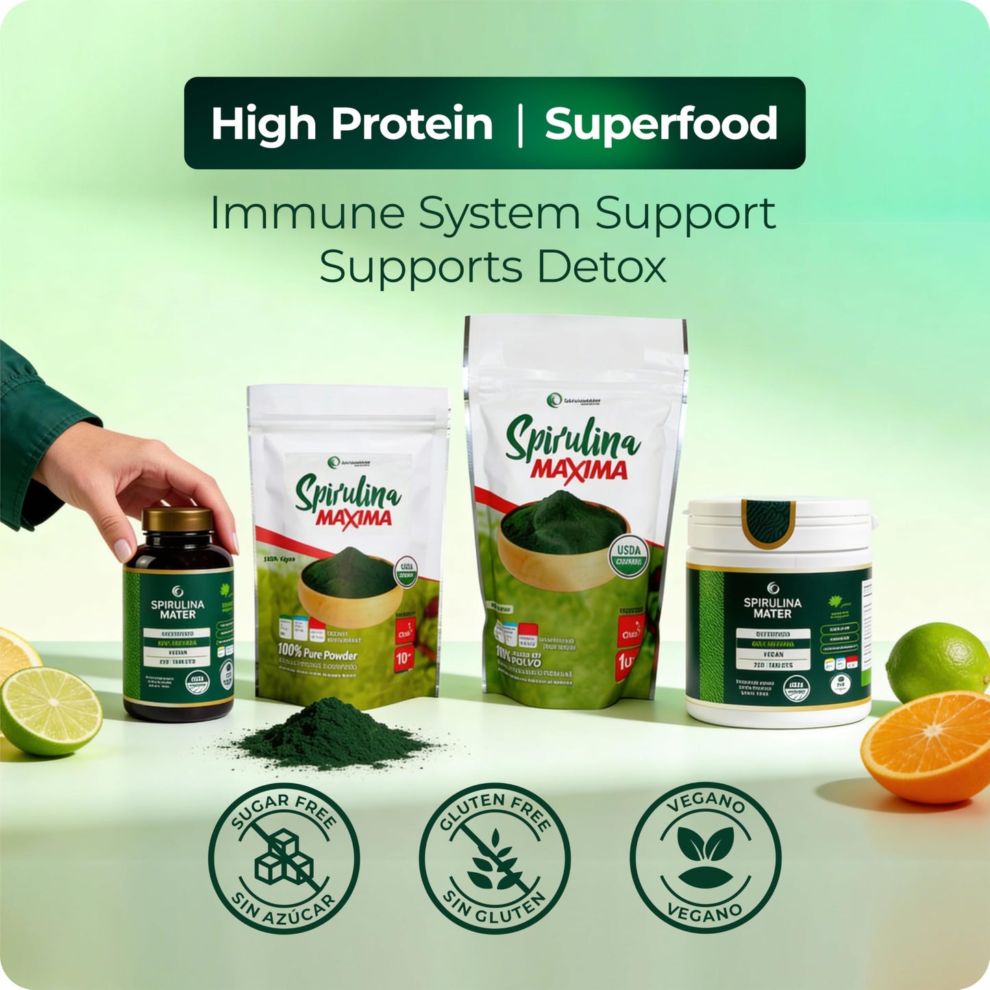 SpirulinaMater USDA Organic Spirulina Tablets, 720 Tablets