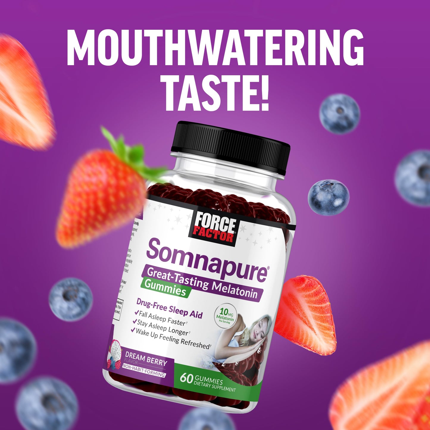Force Factor Somnapure Gummies with Melatonin 10mg for Adults Gummy 120 Count