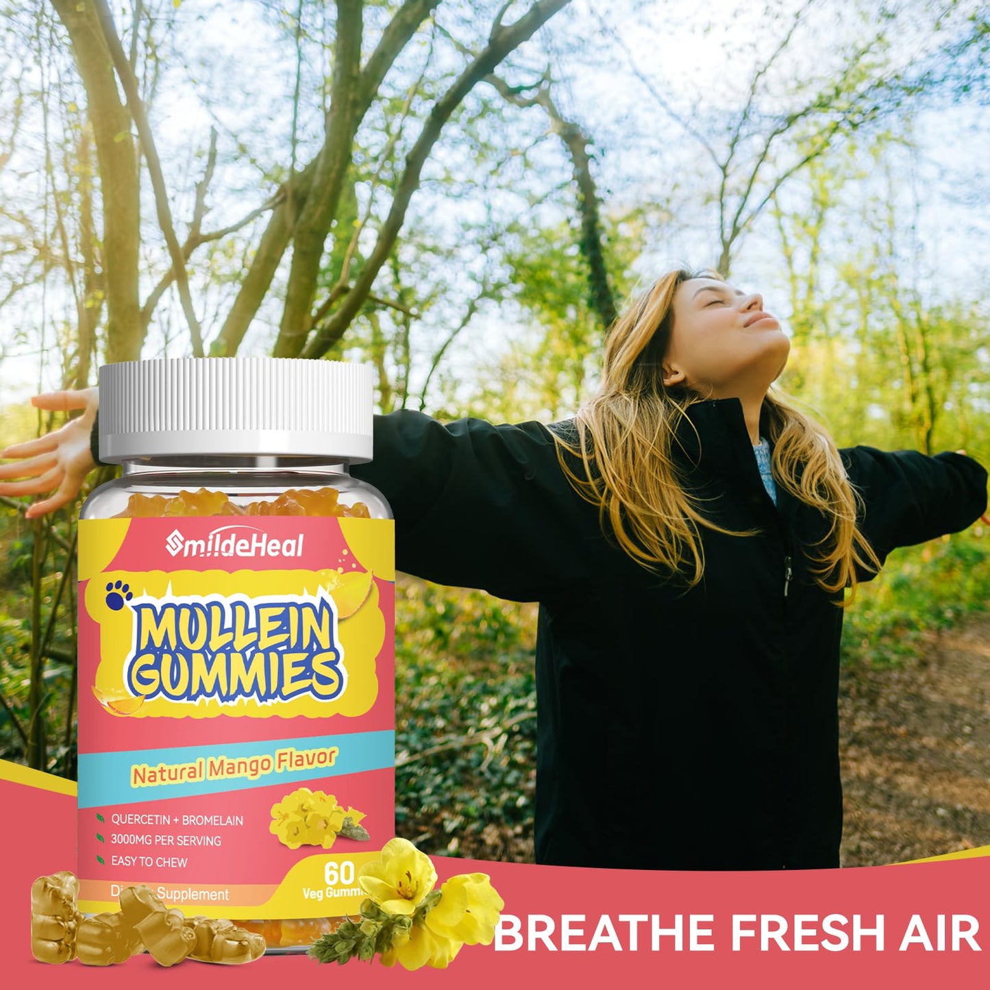 SmildeHeal Mullein Gummies 3000mg, 120 Count