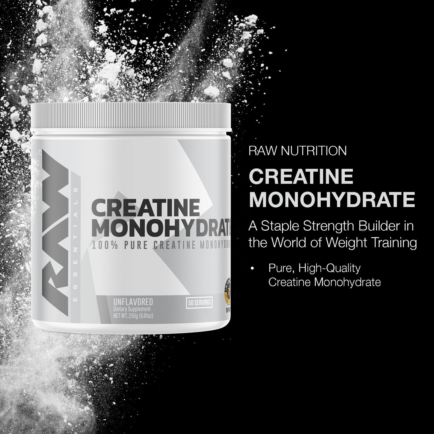 RAW Creatine Monohydrate Powder 8.81 oz