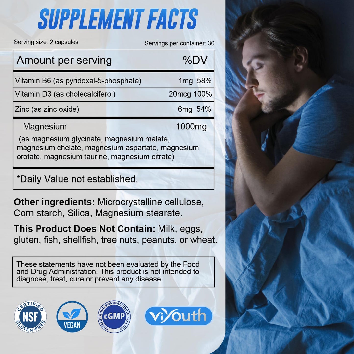 VIYOUTH Magnesium 7 Complex Supplement Capsules, 60 Count