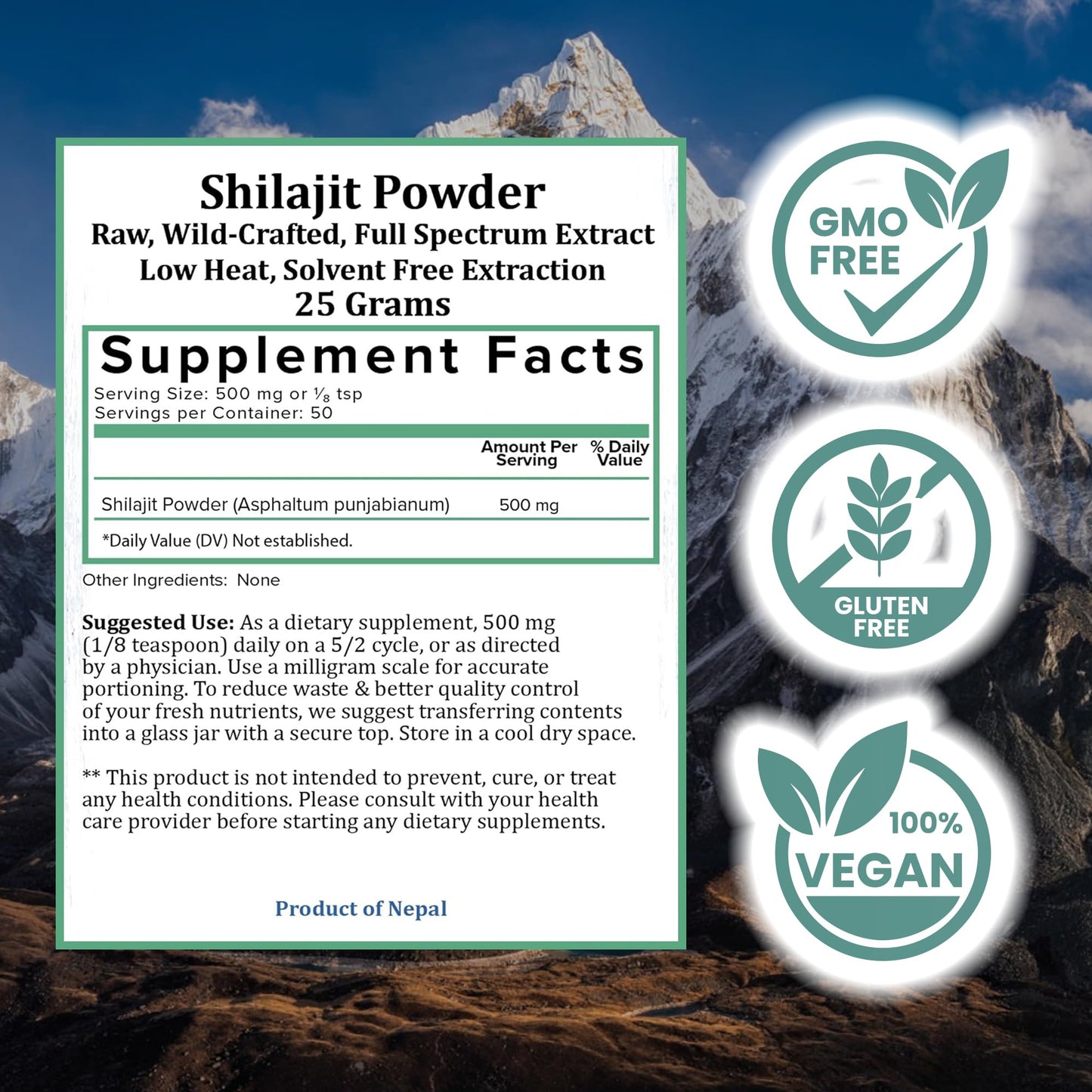 Holistic Bin Raw Himalayan Shilajit Powder 0.8818 Ounce