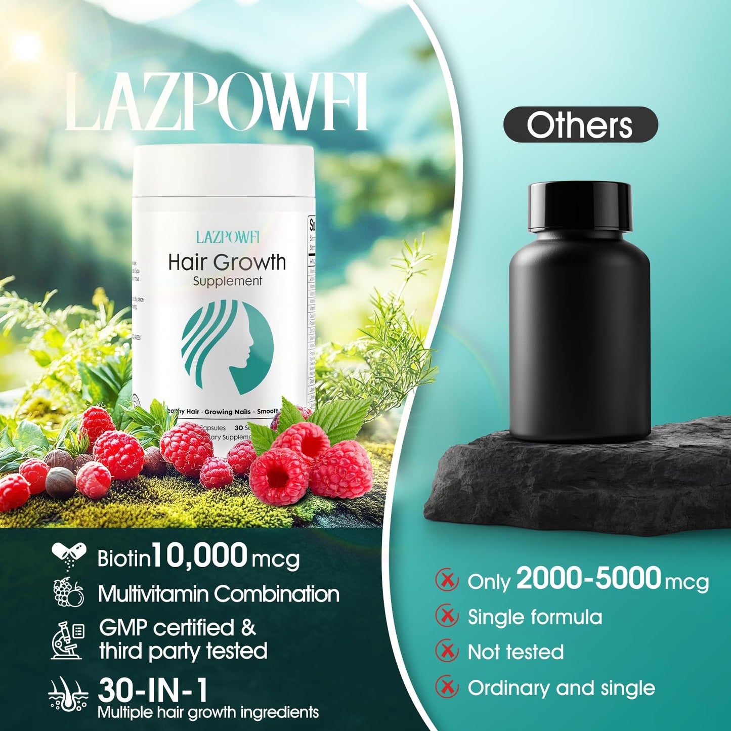 Lazpowfi Hair Growth Capsule, 120 Count