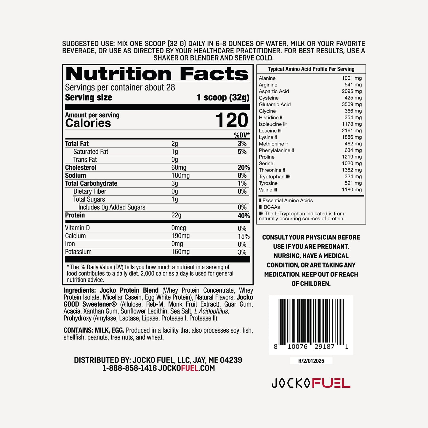 Jocko Fuel Whey Protein Powder, Gingerbread Cookie, 32 Servings