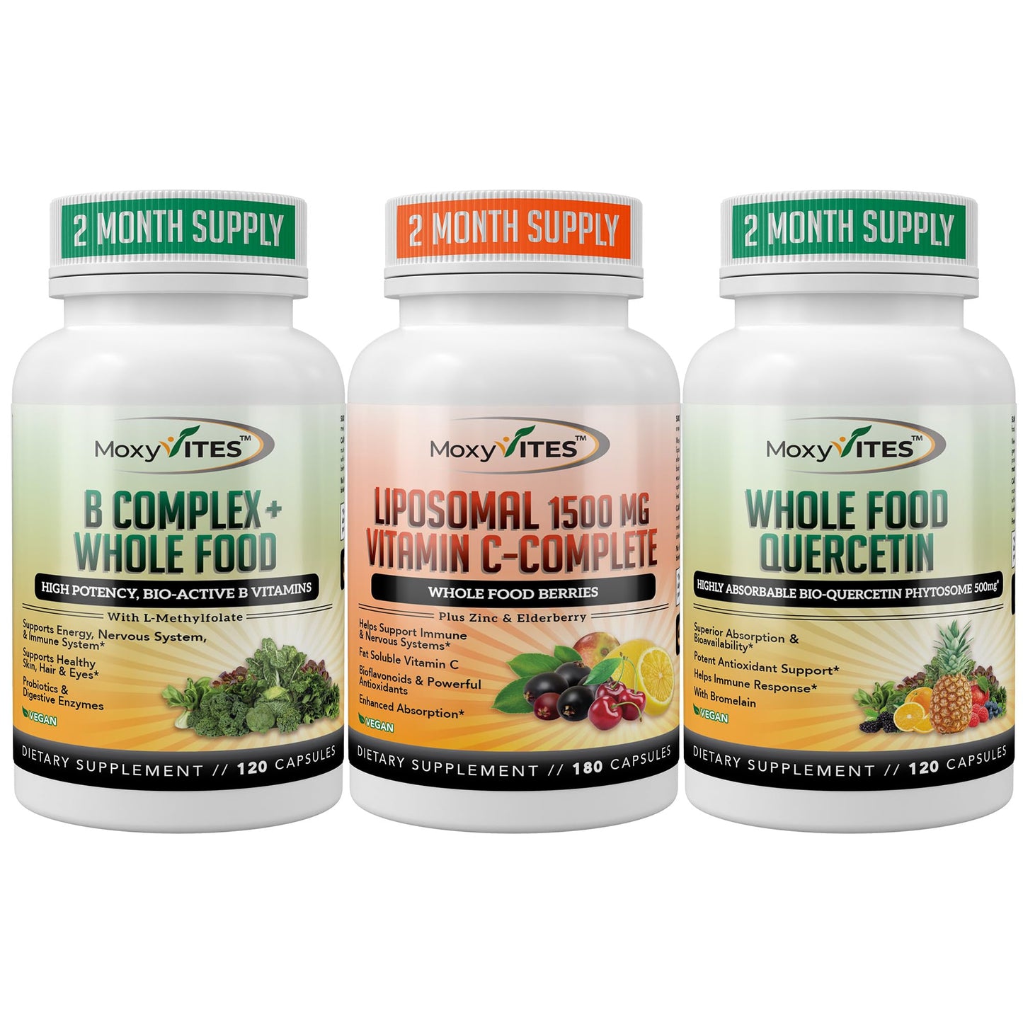 MoxyVites B-Complex Capsule, 120 Count Liposomal Vitamin C & Quercetin for Energy Support