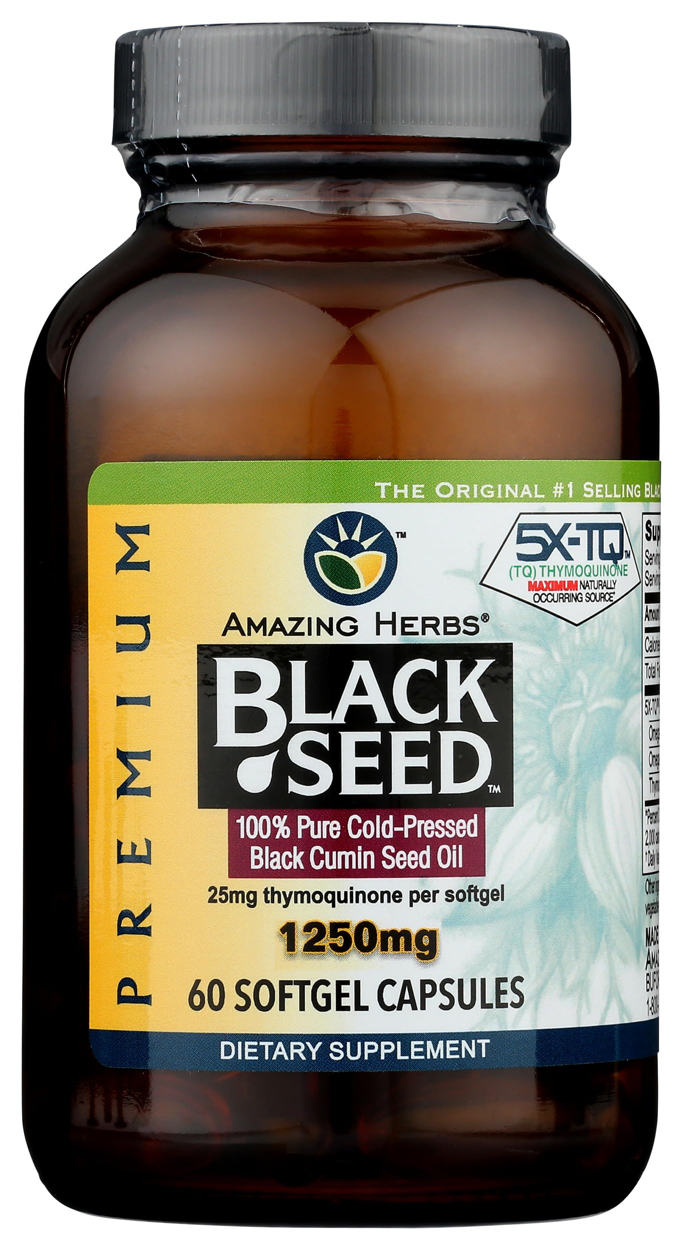 Amazing Herbs Premium Black Cumin Seed Oil Capsule 60 Count