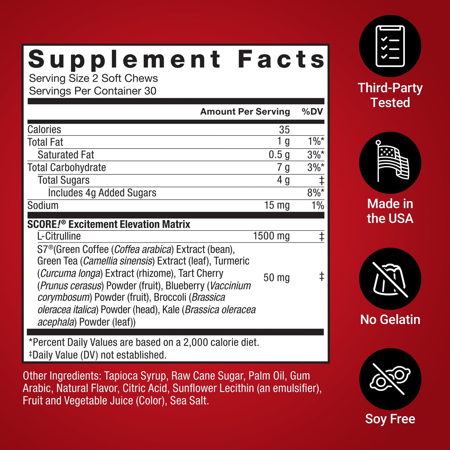 Force Factor Score! Nitric Oxide Supplement for Men Soft Chews 60