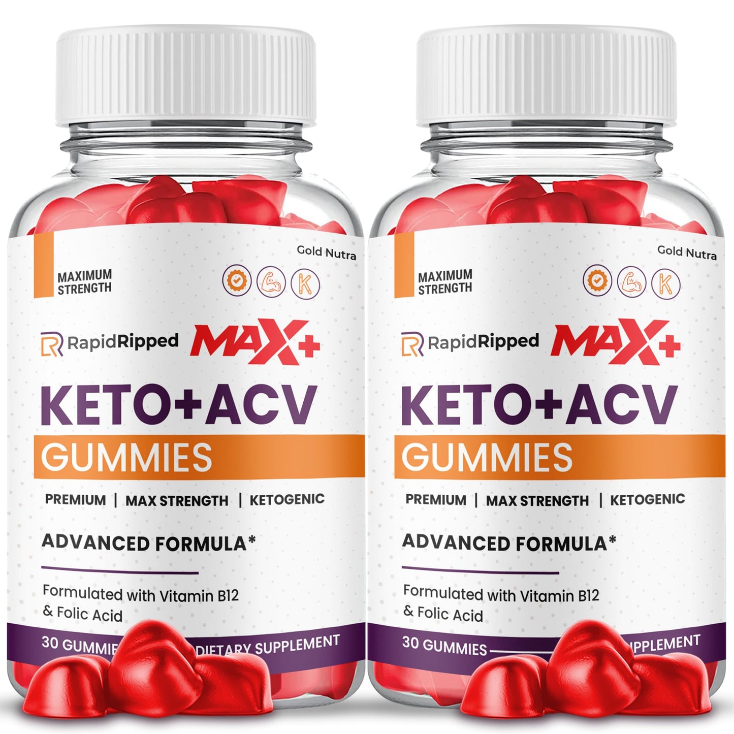 Gold Nutra Rapid Ripped Max+ ACV Gummies, 2 Pack