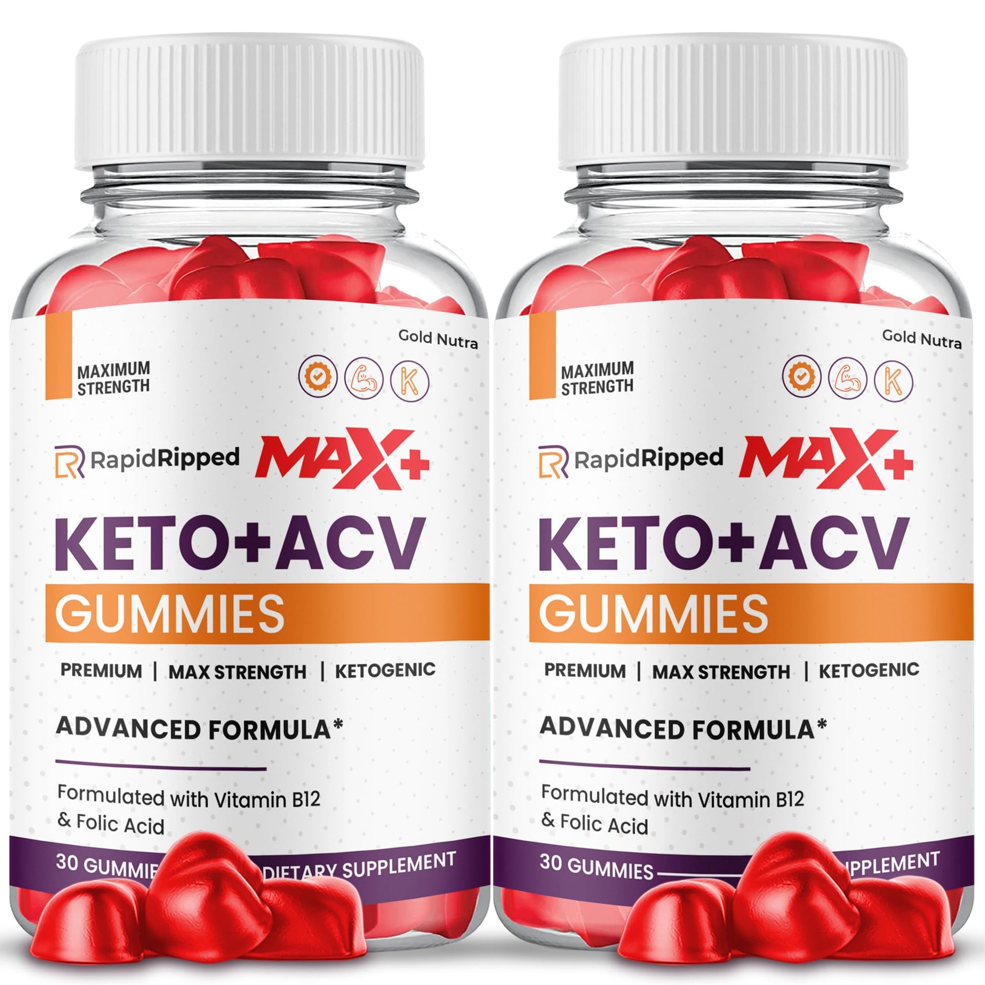 Gold Nutra Rapid Ripped Max+ ACV Gummies, 2 Pack