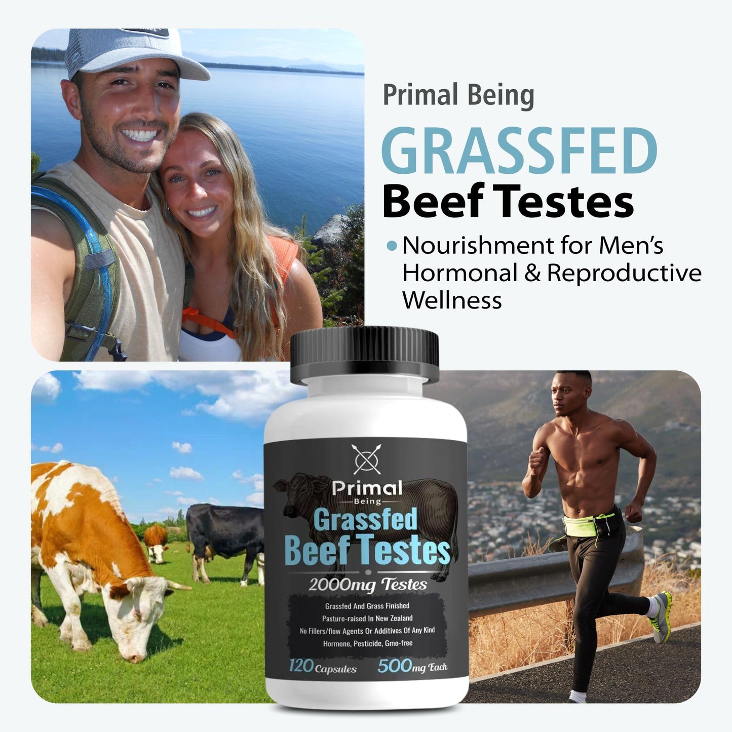 Primal Being Grassfed Beef Testes Capsules, 120 Count