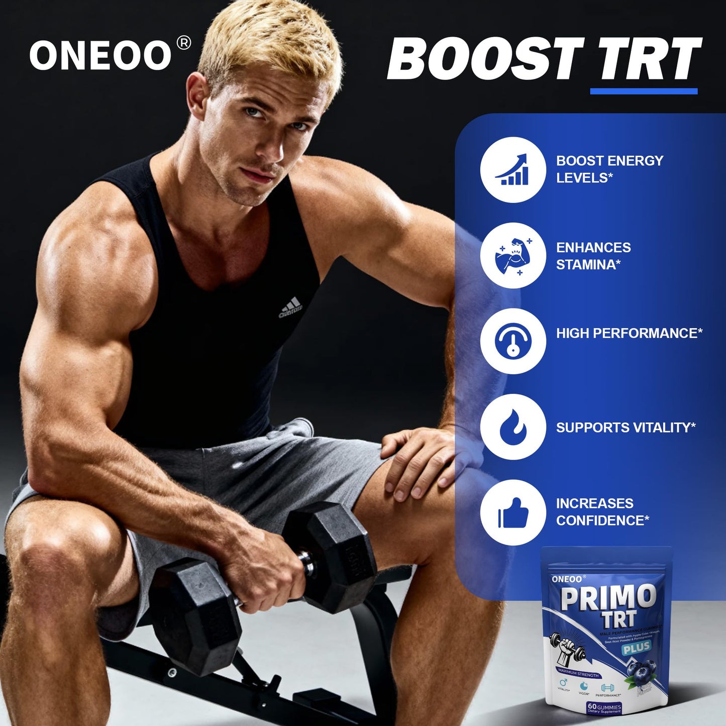 Oneoo Primo TRT Gummies Gummy 60 Count