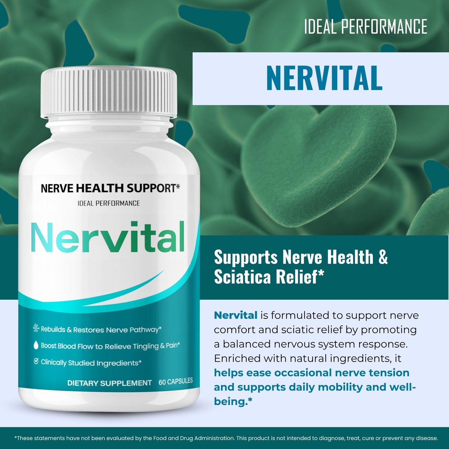 IDEAL PERFORMANCE Nervital Nerve Supplement Capsules, 120 Count