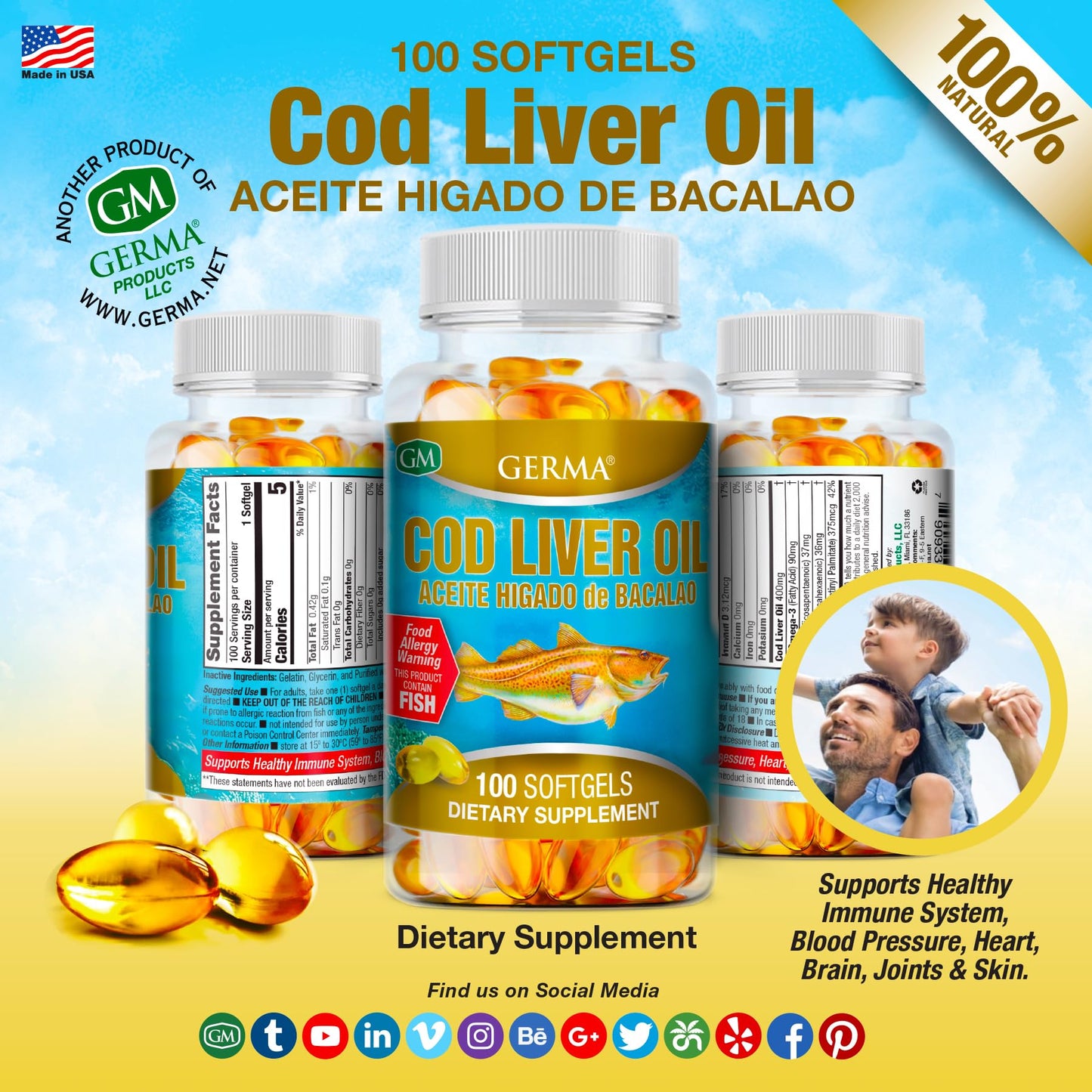 Germa Cod Liver Oil Softgels 200 Softgels