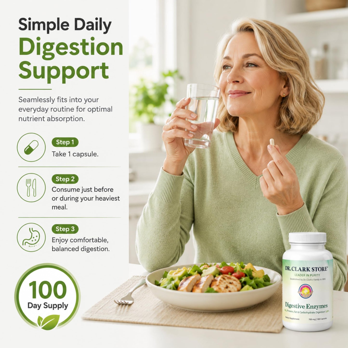 Dr Clark Store Digestive Enzymes Supplement Capsule 100 Capsules
