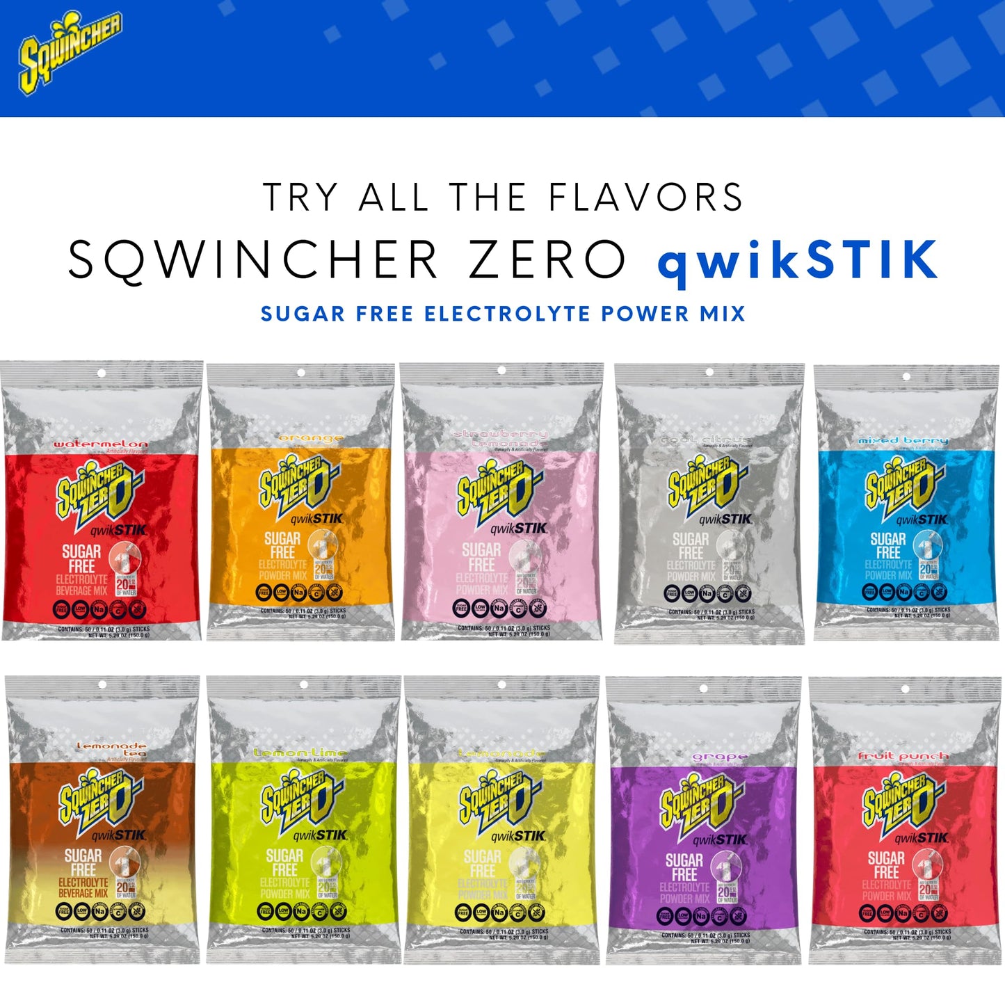 Sqwincher Zero Qwik Stik Zero Powder 10.58 oz