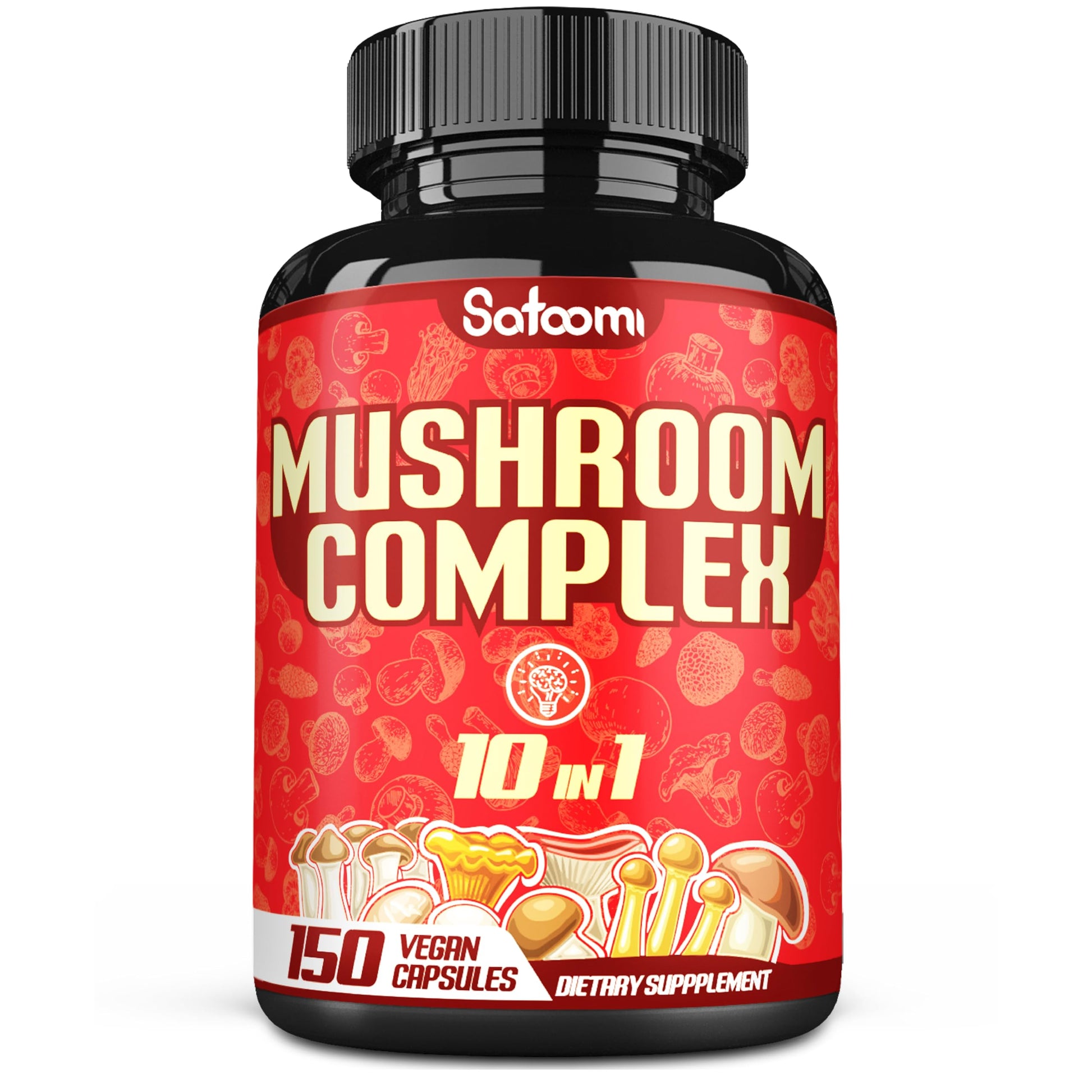 Satoomi 10in1 Mushroom Complex Supplements Capsules, 150 Capsules