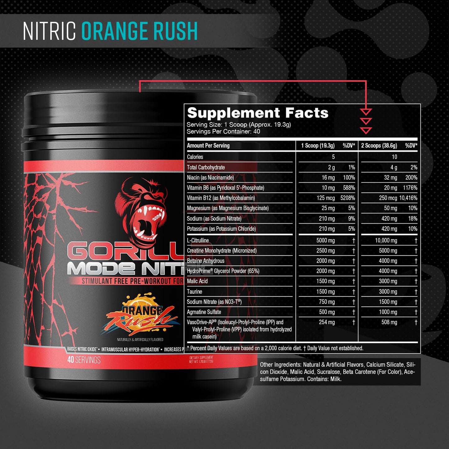 Gorilla Mind Gorilla Mode Nitric Upgraded Stimulant Free Pre-Workout Powder 27.2315