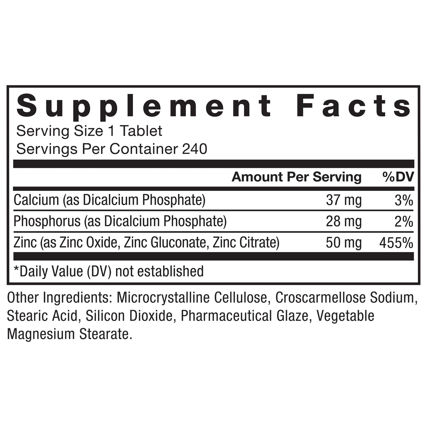Force Factor Zinc 50mg Tablet, 240 Count