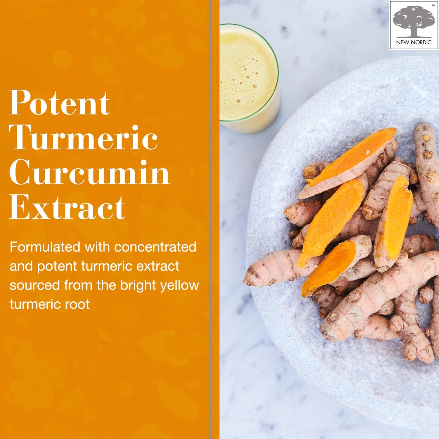NEW NORDIC Turmeric Curcumin Gummies 300 mg Turmeric, Sugar Free, 60 Gummies