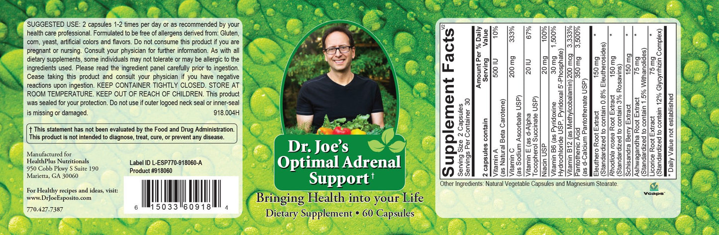 Dr. Joe's Optimal Adrenal Support Capsules, 60 Count