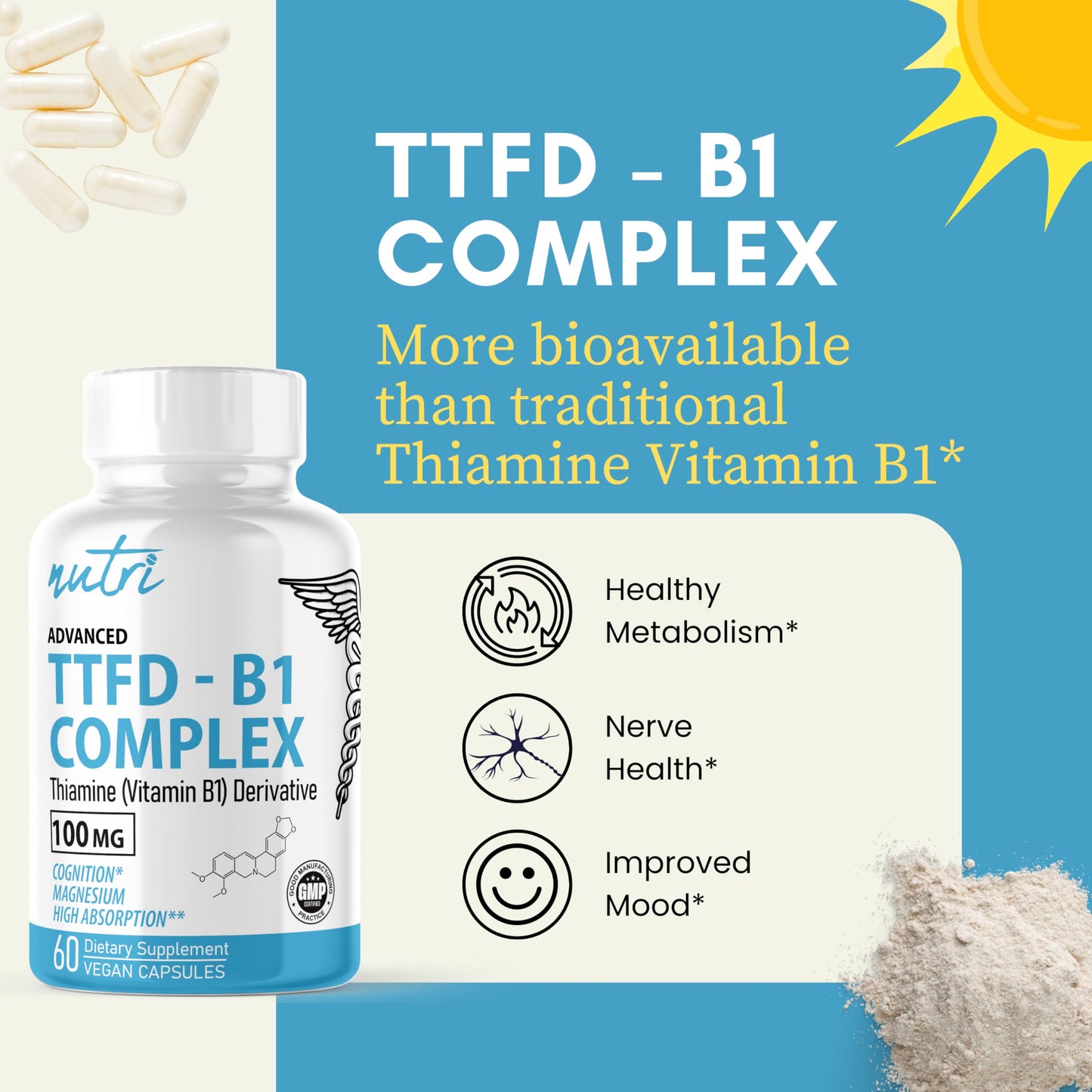 Nature's Fusions TTFD Thiamine B1 Supplement Capsule 60 Count
