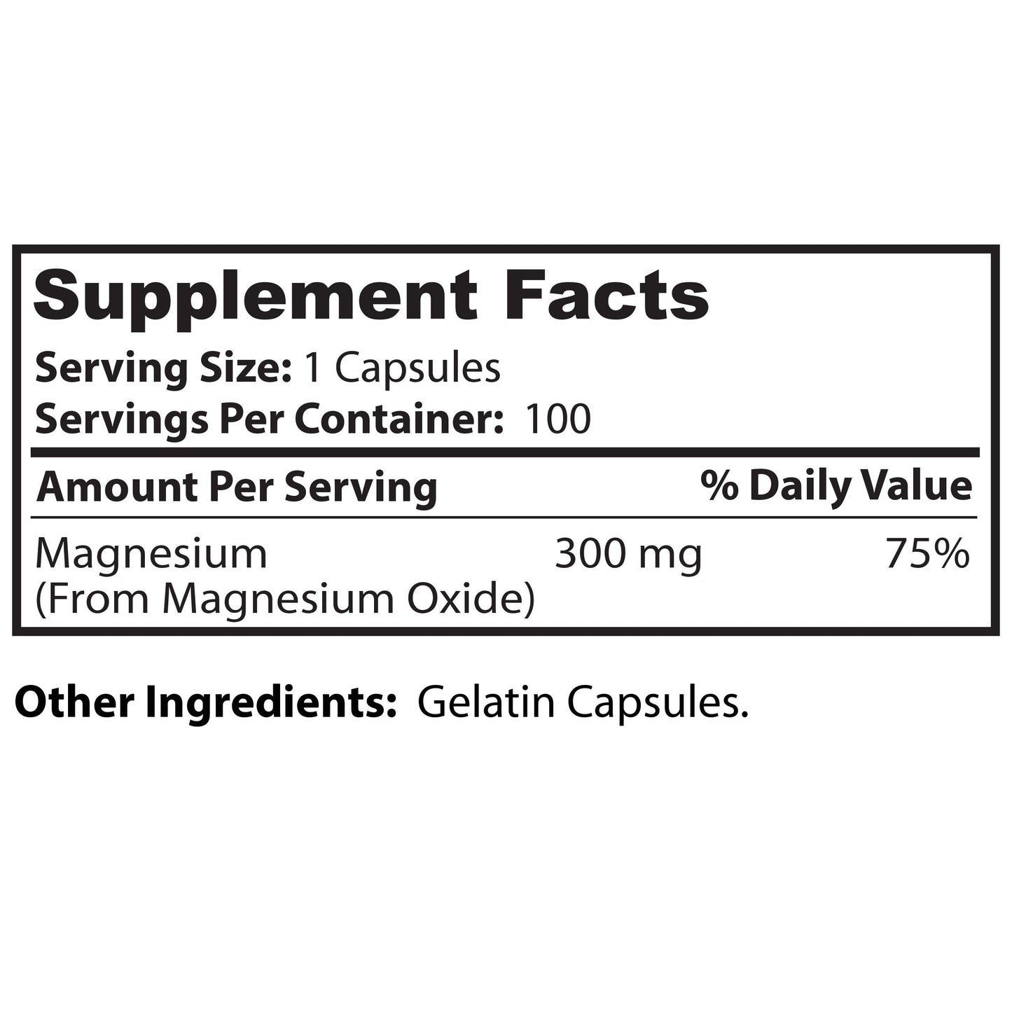 Dr Clark Store Magnesium Oxide Supplement 300mg Capsule, 100 Count