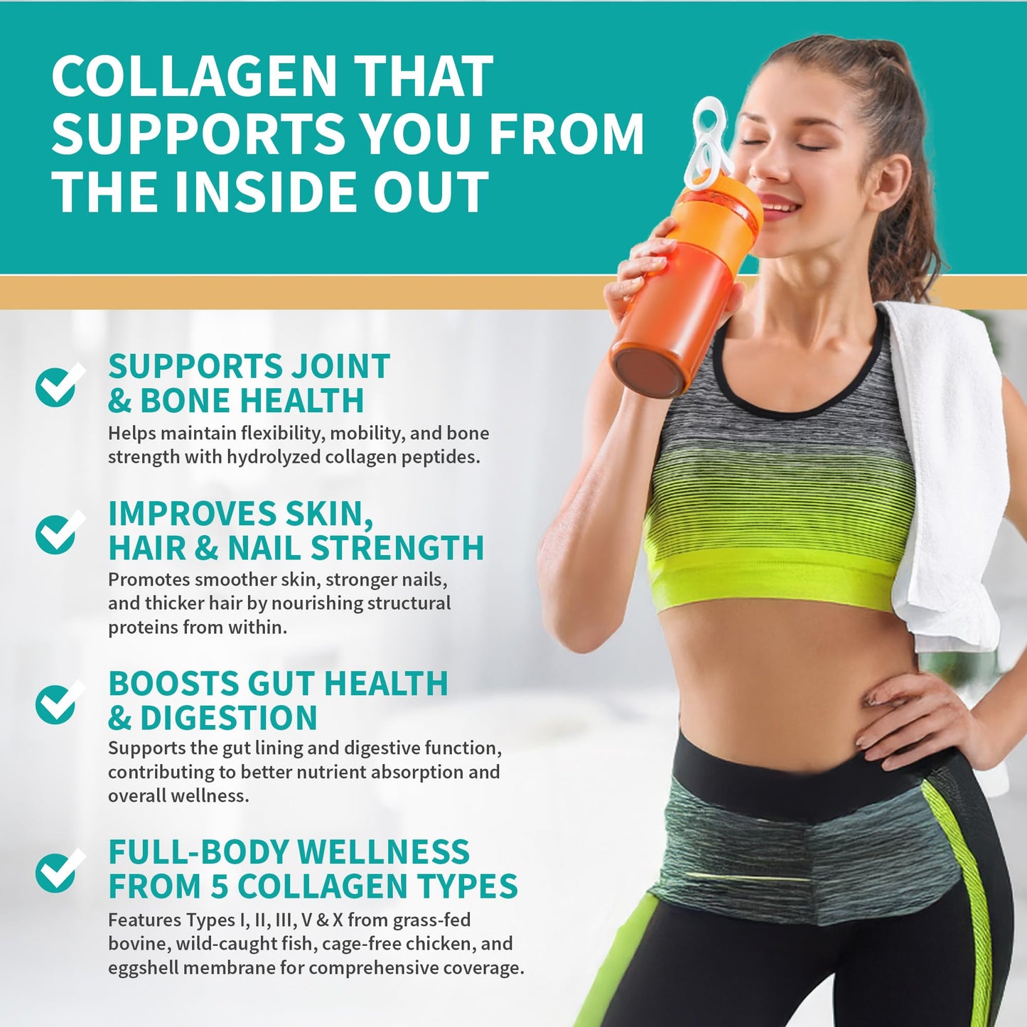 CB Supplements Multi Collagen Protein Powder, Vanilla Flavored, 58 Servings