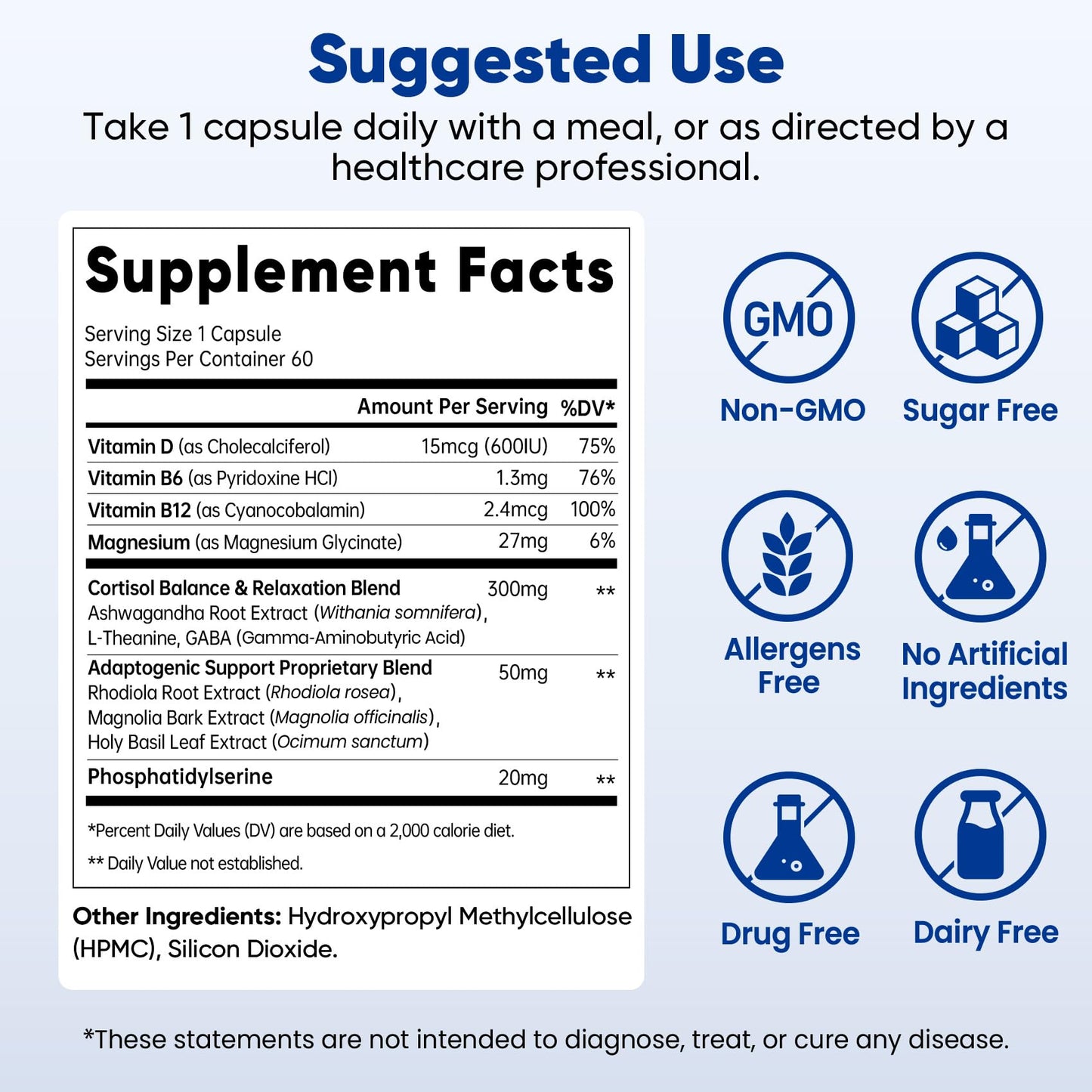 Fidus Ashwagandha Cortisol Supplement Capsule, 60 Count