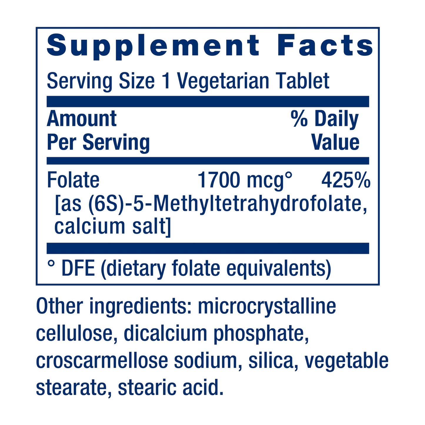 Life Extension Optimized Folate L-methylfolate Heart & Brain Support, Healthy Homocysteine Levels – 1700 mcg DFE, 100 Tablets