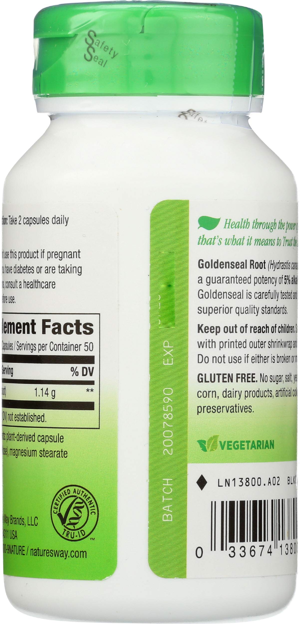 Nature's Way Goldenseal Root Capsules, 200 Count