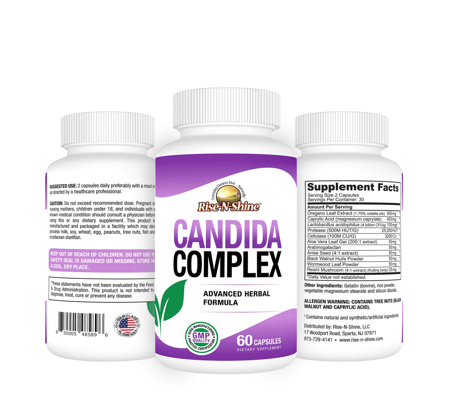 Rise-N-Shine Candida Support Supplement Capsule 60 Count