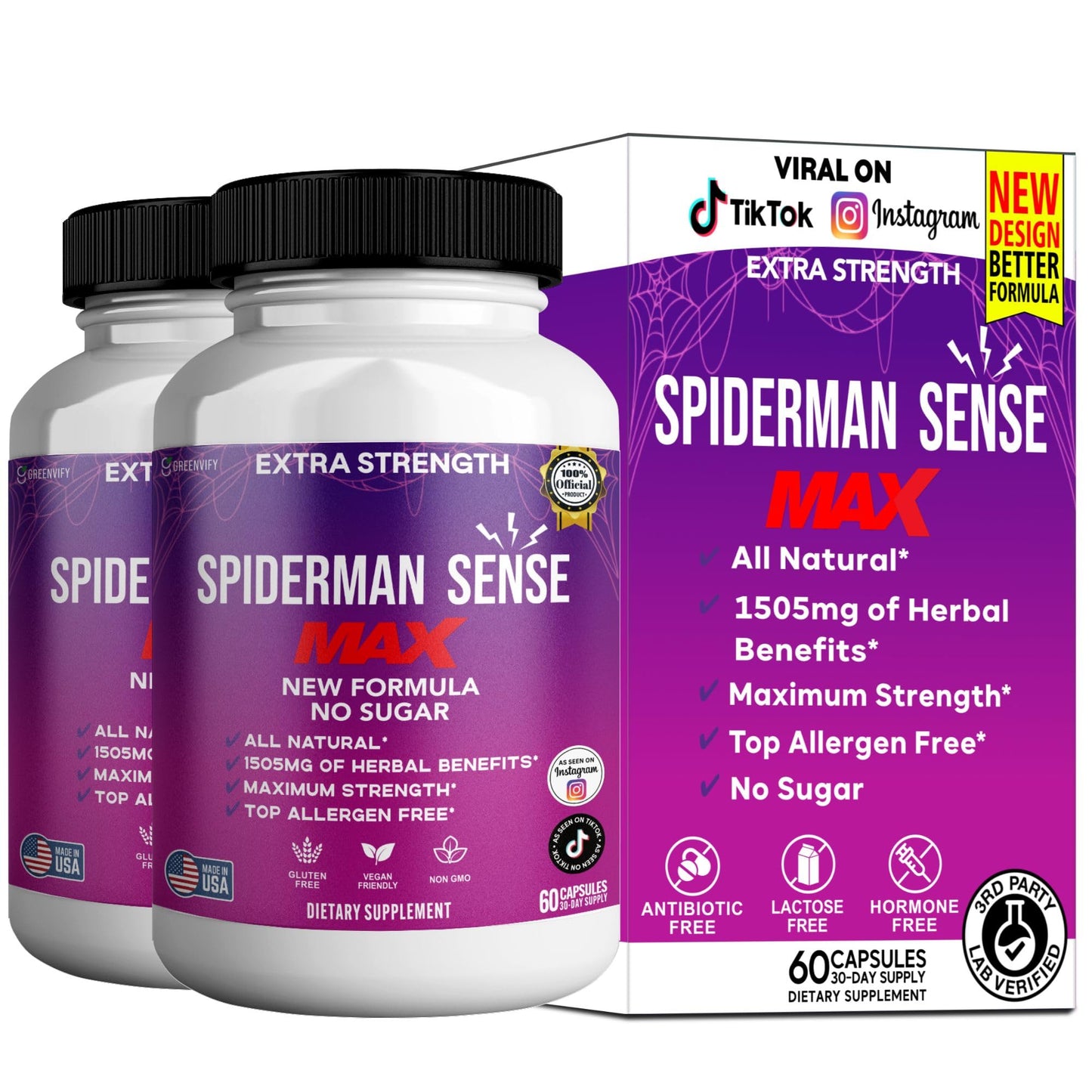 GREENVIFY SenseMax Ultra Extra Strength Maca Root Complex Sugar-Free Capsules 60 Count